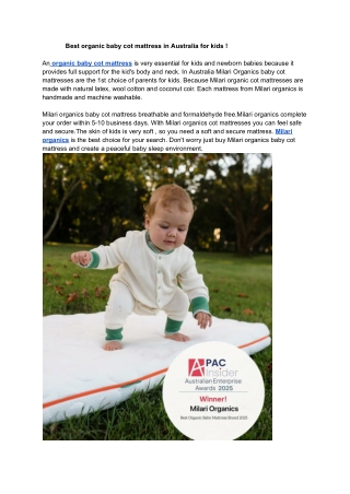 Best organic baby cot mattress in Australia for kids  !