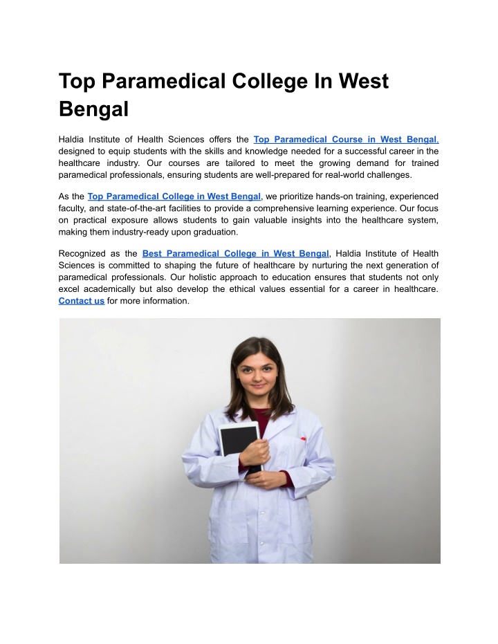 top paramedical college in west bengal