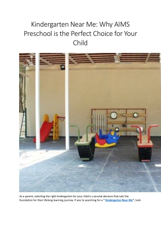 Kindergarten Near Me Why AIMS Preschool is the Perfect Choice for Your Child