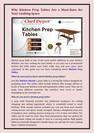 Kitchen Prep Tables