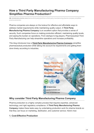 How a Third Party Manufacturing Pharma Company Simplifies Pharma Production?