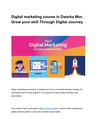 Digital marketing course in Dwarka Mor