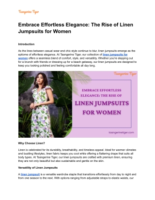 Embrace Effortless Elegance_ The Rise of Linen Jumpsuits for Women