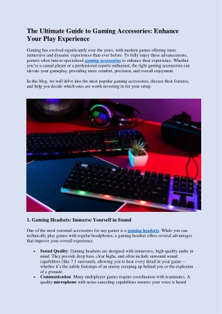 The Ultimate Guide to Gaming Accessories Enhance Your Play Experience