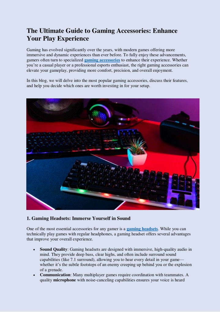 the ultimate guide to gaming accessories enhance