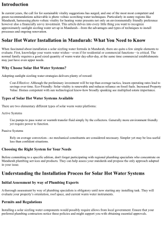 Solar Hot Water Installation in Mandurah: What You Need to Know