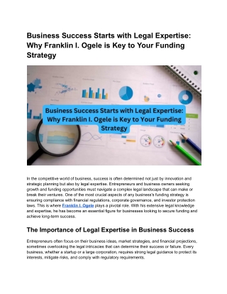 Why Businesses Trust Franklin I. Ogele for Legal and Funding Solutions