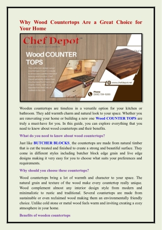 Wood COUNTER TOPS