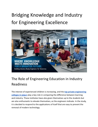 Bridging Knowledge and Industry for Engineering Excellence