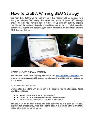 How To Craft A Winning SEO Strategy