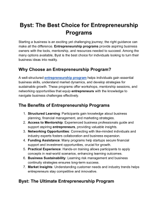 Success Stories – Entrepreneurs – BYST