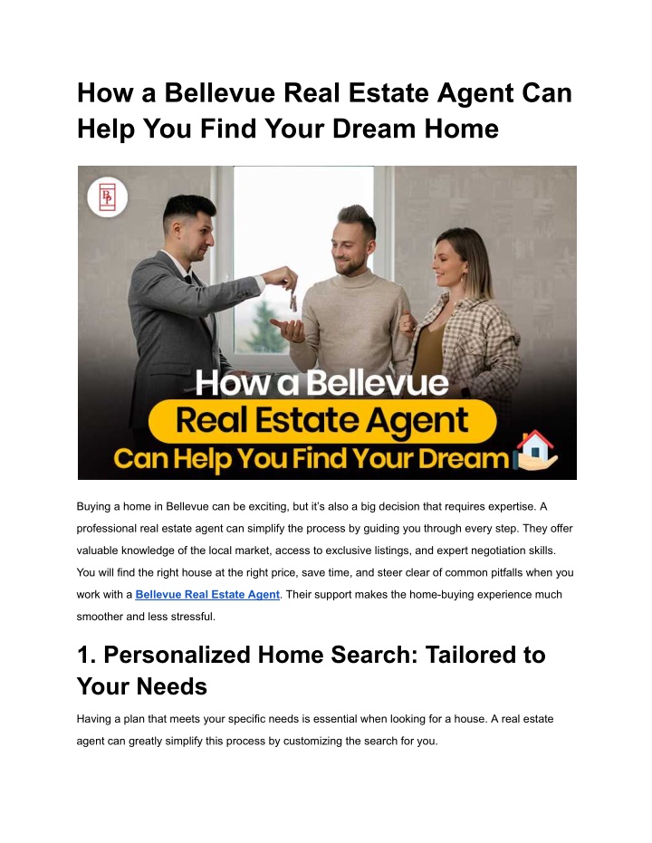 how a bellevue real estate agent can help