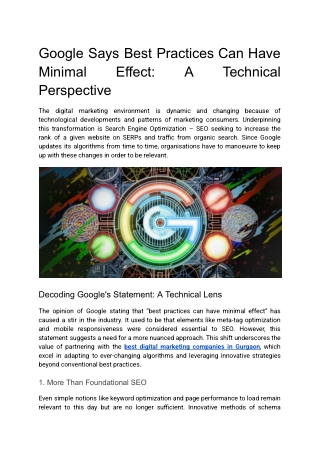Google Says Best Practices Can Have Minimal Effect_ A Technical Perspective