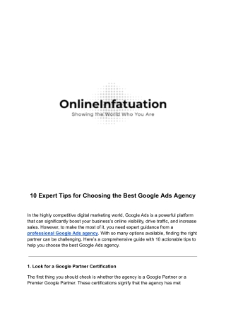 10 Expert Tips for Choosing the Best Google Ads Agency