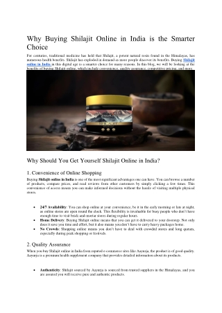 Why Buying Shilajit Online in India is the Smarter Choice