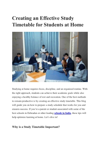 Creating an Effective Study Timetable for Students at Home