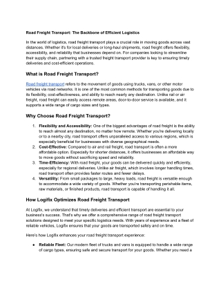 Road Freight Transport_ The Backbone of Efficient Logistics
