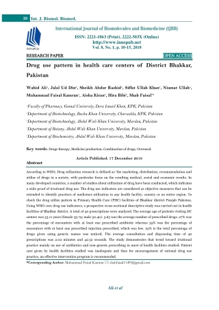 Drug use pattern in health care centers of District Bhakkar, Pakistan