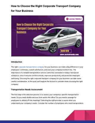 How to Choose the Right Corporate Transport Company for Your Business