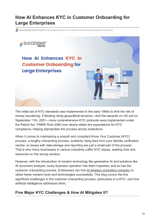 How AI Enhances KYC in Customer Onboarding for Large Enterprises