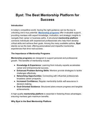 Byst The Best Mentorship Platform for Success