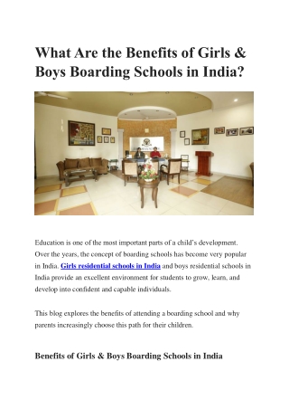 What Are the Benefits of Girls & Boys Boarding Schools in India