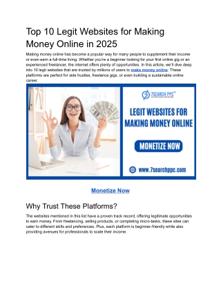 Top 10 Legit Websites for Making Money Online in 2025