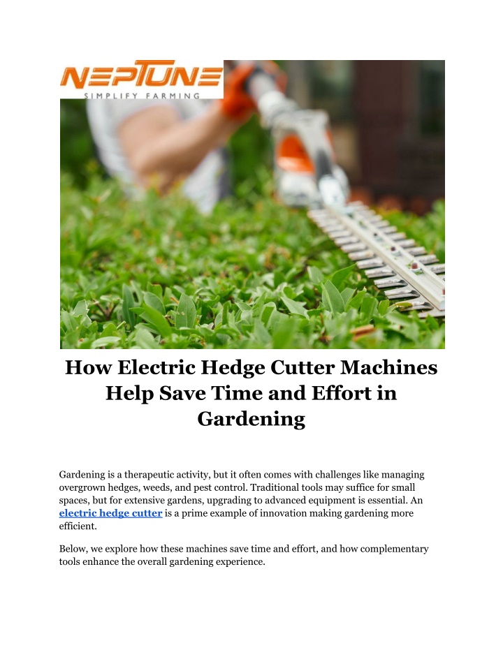 how electric hedge cutter machines help save time