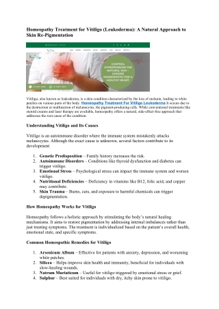 Homeopathy Treatment for Vitiligo