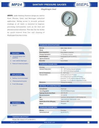 Sanitary Pressure Gauges - Diaphragm Seal | India Pressure Gauge