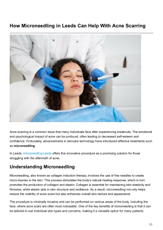 How Microneedling in Leeds Can Help With Acne Scarring