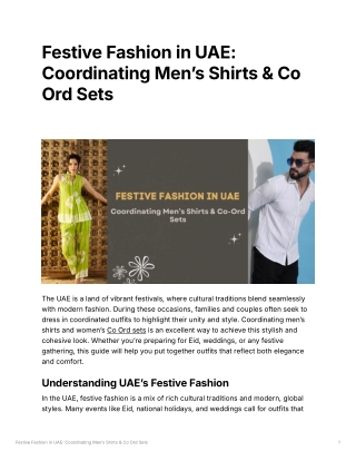 Festive Fashion in UAE Coordinating Men’s Shirts & Co Ord Sets