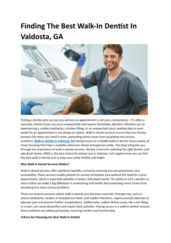 finding the best walk in dentist in valdosta ga