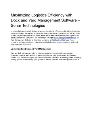 Maximizing Logistics Efficiency with Dock and Yard Management Software – Sonar Technologies