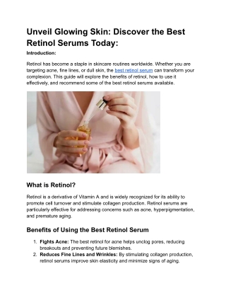 Unveil Glowing Skin Discover the Best Retinol Serums Today