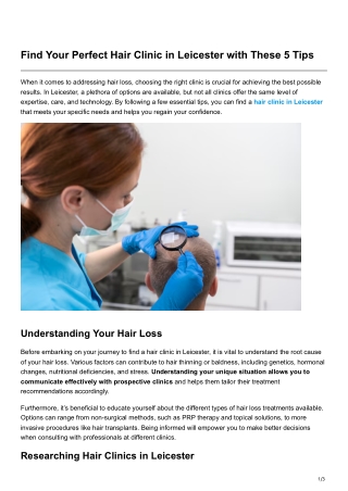 Find Your Perfect Hair Clinic in Leicester with These 5 Tips