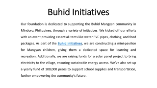 buhid initiatives