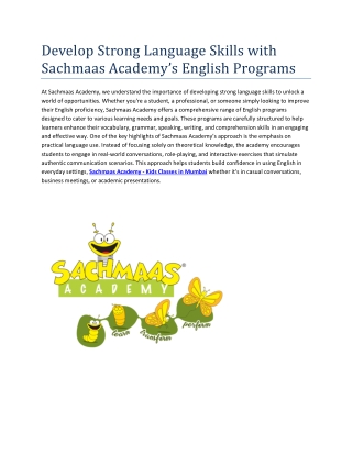 develop strong language skills with sachmaas