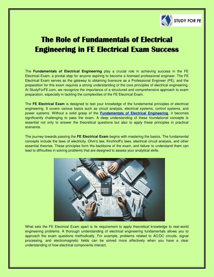 the role of fundamentals of electrical the role