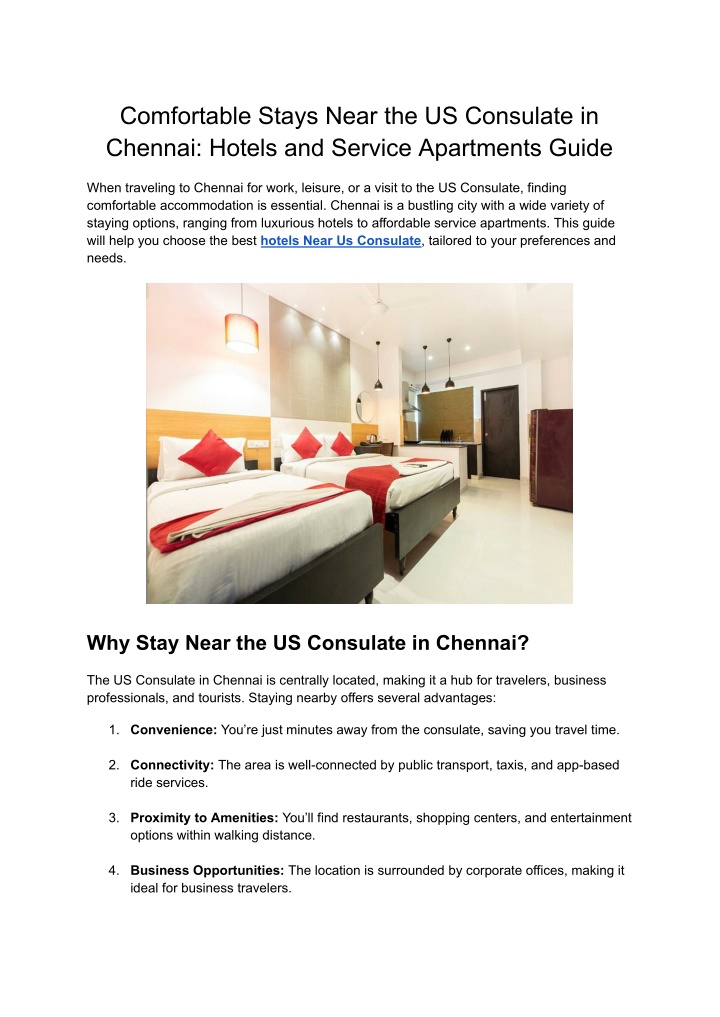 comfortable stays near the us consulate