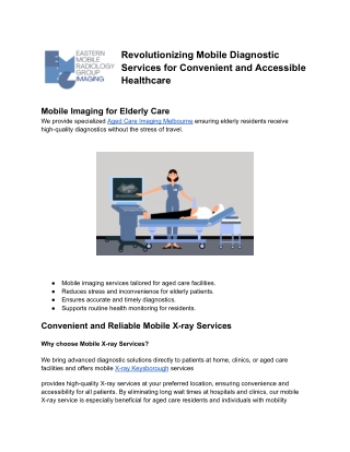 Revolutionizing Mobile Diagnostic Services for Convenient and Accessible Healthcare