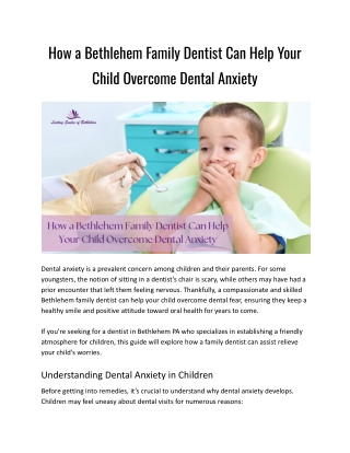 How a Bethlehem Family Dentist Can Help Your Child Overcome Dental Anxiety