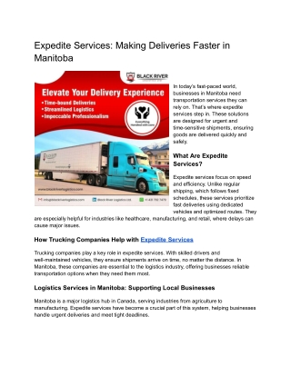 Expedite Services_ Making Deliveries Faster in Manitoba