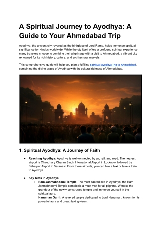 a spiritual journey to ayodhya a guide to your