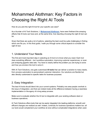 mohammed alothman key factors in choosing