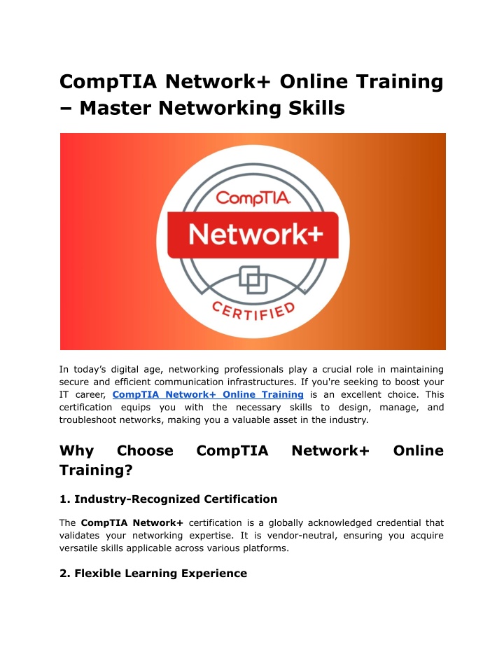 comptia network online training master networking