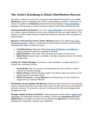 The Artist's Roadmap to Music Distribution Success