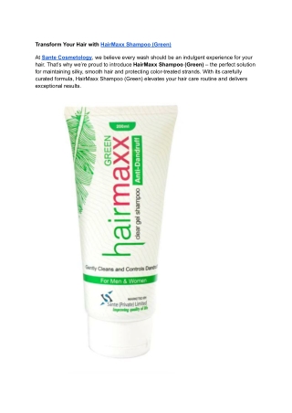 Transform Your Hair with HairMaxx Shampoo (Green)