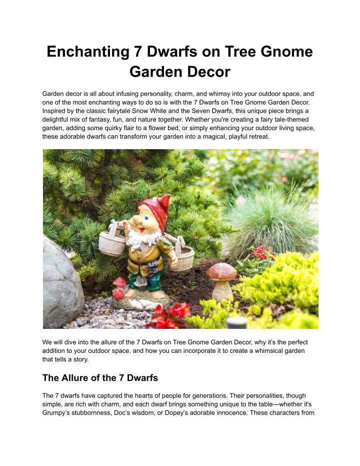 enchanting 7 dwarfs on tree gnome garden decor