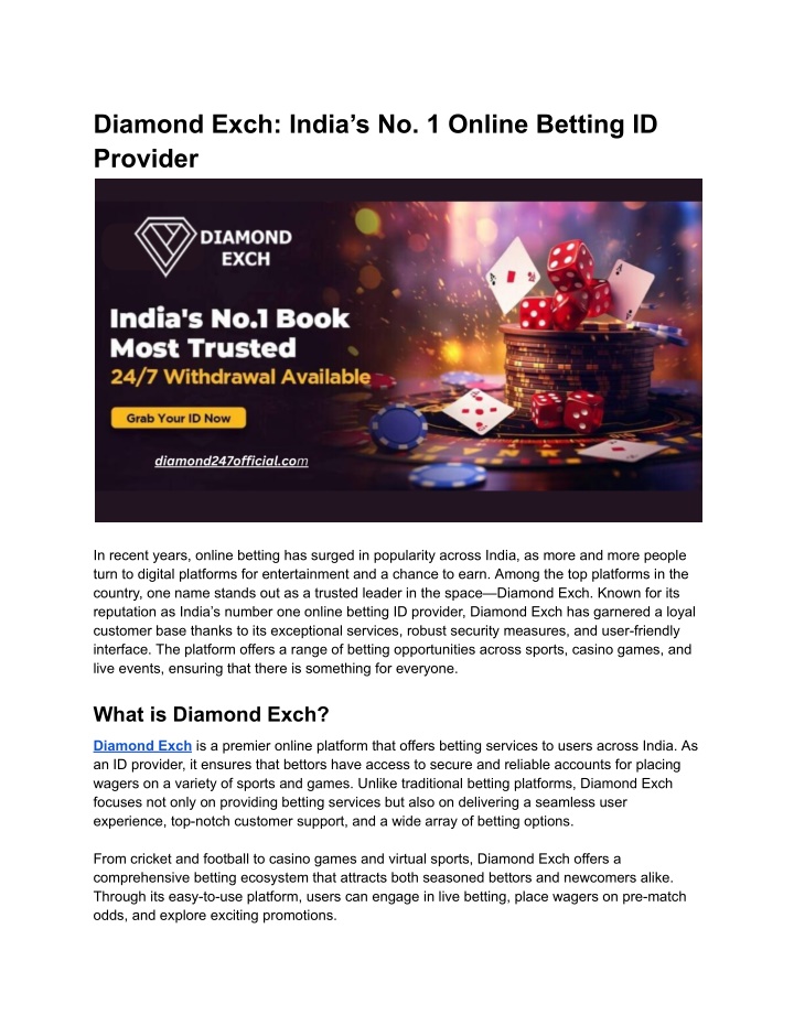 diamond exch india s no 1 online betting